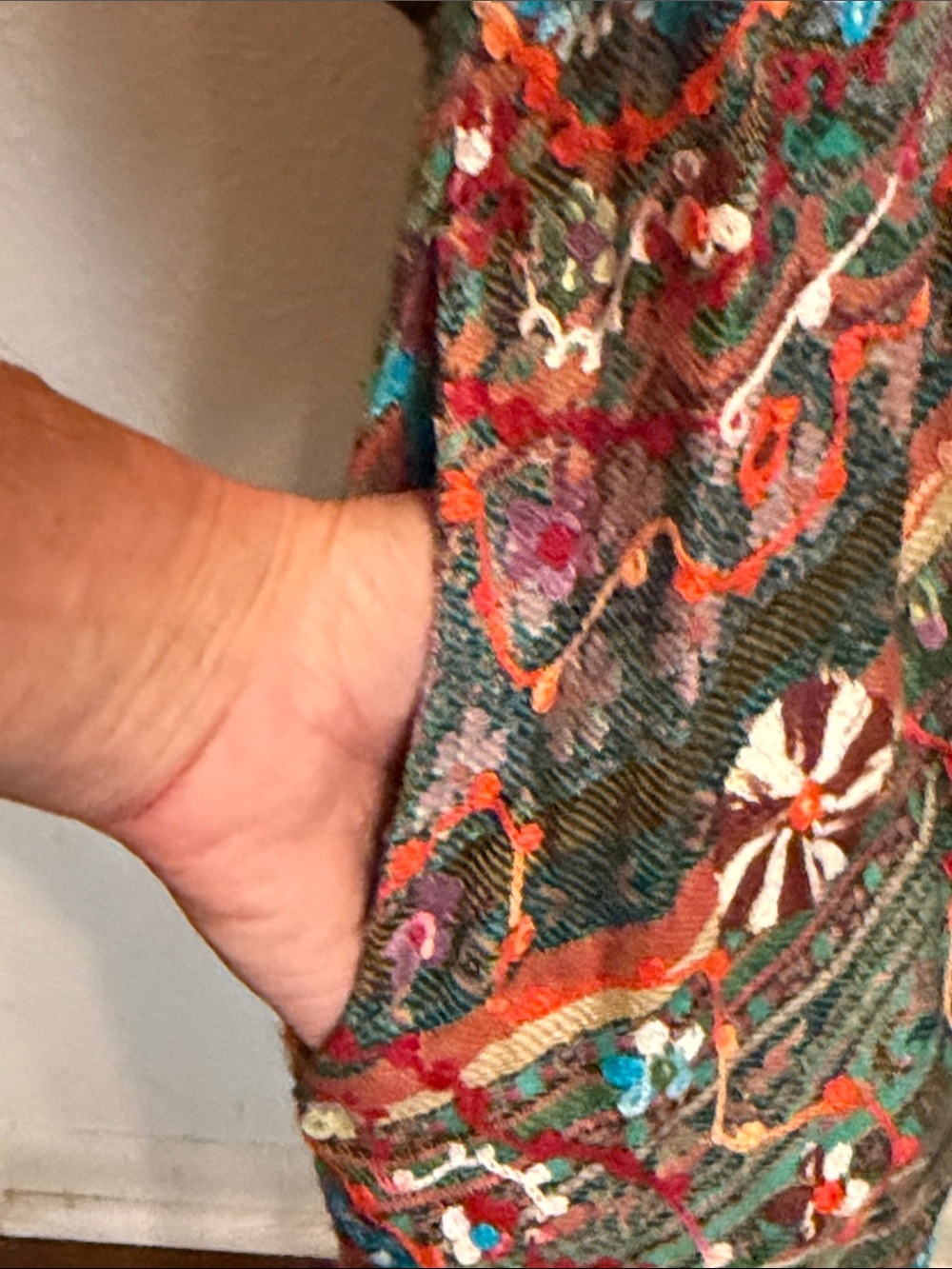 ๐๐๐BOGOHO๐๐๐Anu Boho Paisley Open-Front Cardigan in Teal & Rust-Large - Picture 10 of 12